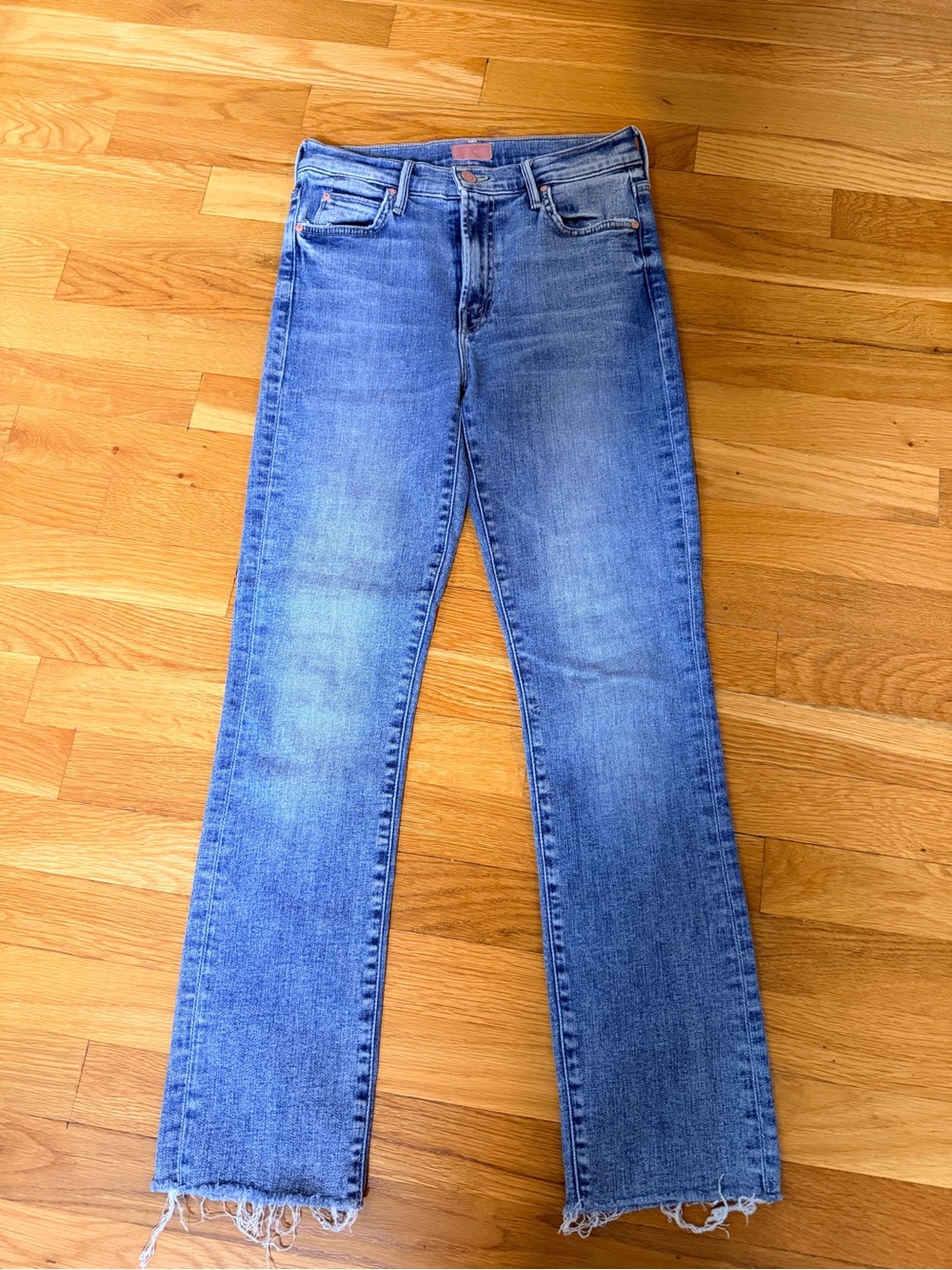 MOTHER The Rascal Ankle Fray Jeans 26 Bonfire Lighting Straight Leg